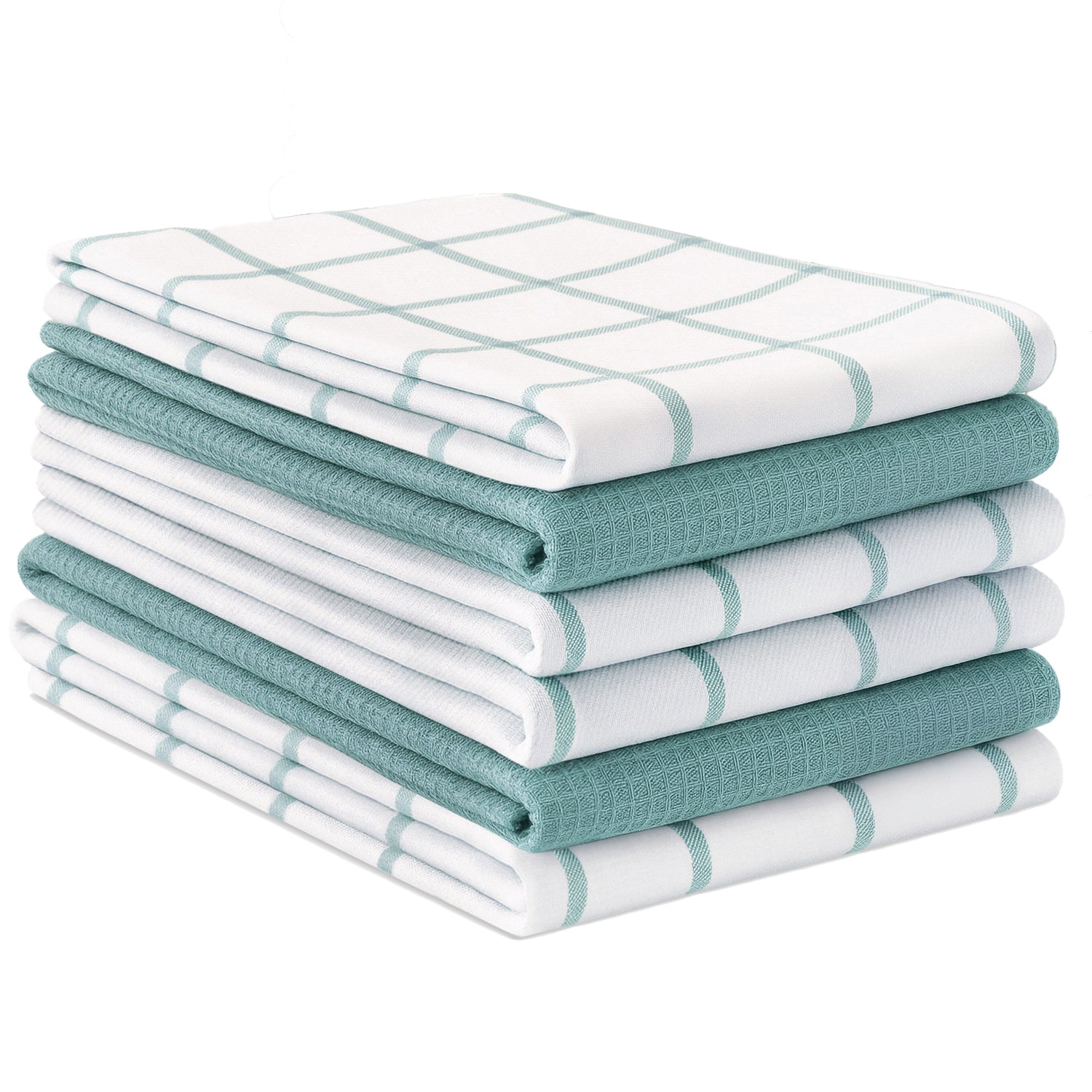 Set of 6 Multiweave Kitchen Towels - Aqua